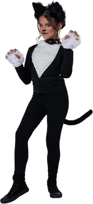Kit Gatito Gato Negro Blanco Animal Gatito Lindo Vestido Elegante Halloween Niño Disfraz Foto 1 de 3
