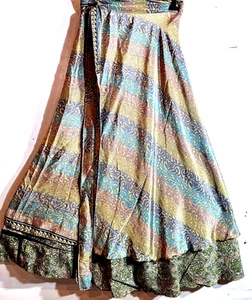 Incredible-art Vintage Silk Sari Magic Wrap Skirt Reversible Double Layer skirt - Picture 1 of 6