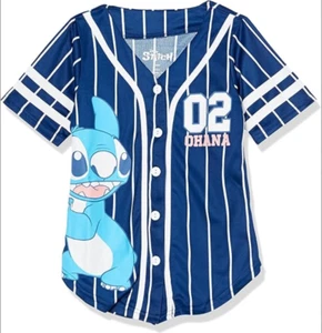Lilo & Stitch, Angel Baseball Jersey - Classic Mesh Button Down Shirt - Picture 1 of 6