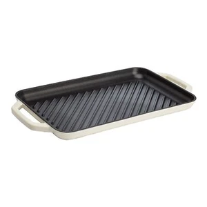 Enameled Cast Iron Grill Pan Family Sized Rectangular Griddle Durable Indoor - Picture 1 of 10