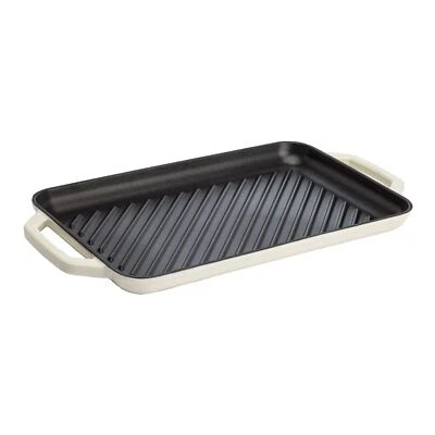 COUNTRY LIVING Enameled Cast Iron Grill Pan Family Sized Rectangular Griddle Durable Indoor