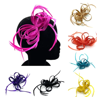 Ladies Feather Beak Clip Fascinator Weddings Races Ascot Hair Piece Fascinator - Image 1 of 2