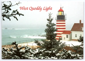 Postcard West Quoddy Head Lighthouse Lubec Maine Eastern Most Point in The U.S.. - Imagen 1 de 2