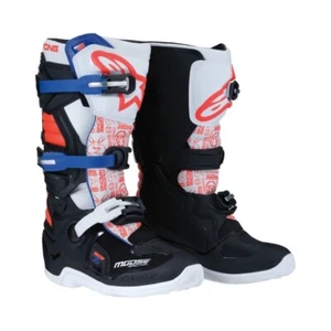 Moose Racing Tech 7S YOUTH MX Boots - Black/White/Red/Blue - Size 7 - Picture 1 of 2