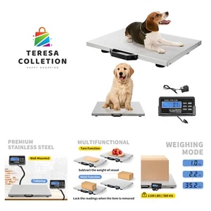 Escala digital de ganado de 1100 libras x 0,2 libras escala veterinaria de mascotas grande acero inoxidable... - Imagen 1 de 10