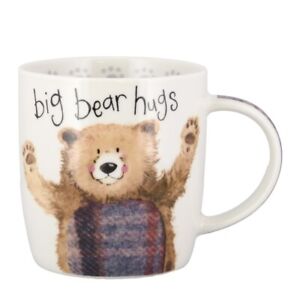 Alex Clark Mug Big Bear Hugs Tartan Teddy Bear China Coffee Cup 350ml Tea Mug