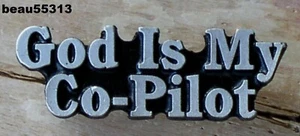⭐ "GOD IS MY COPILOTO"" PELTRE MOTOCICLISTA MOTO CHALECO CHAQUETA SOMBRERO ALFILERES" - Imagen 1 de 1
