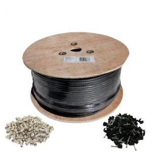 Kit de batería de cable coaxial RG6 250 m negro para antena de TV Freesat Satellite Sky Virgin - Imagen 1 de 2