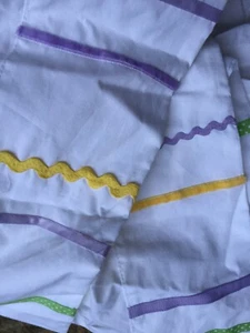 Pottery Barn Baby Crib White Skirt Zigzag Ribbons Purple ~ Green ~ Yellow ~ Blue - Picture 1 of 4