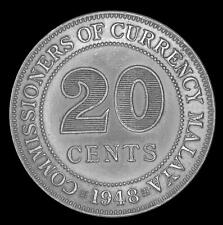 1948 Malaya 20 Cents King George VI Coin - aUNC - NICER than Photos!