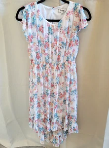 Disney D Signed Girls Dress Size 14/16 Floral Sheer Flutter Sleeve Ruffle 17364 - Picture 1 of 15