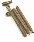 Antique Brass Handle Telescope With Walking Stick Leather Covered On Top Compas