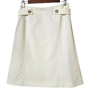 PRADA Vintage A-Line Ivory Skirt Size 28 Split Hem Neutral Classic Womens - Picture 1 of 14