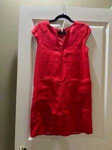 Kate Spade ROT LEINEN FLÜGELÄRMEL FREIZEIT TASCHE ETUIKLEID Gr. 0 Neu ohne Etikett - Bild 1 von 7
