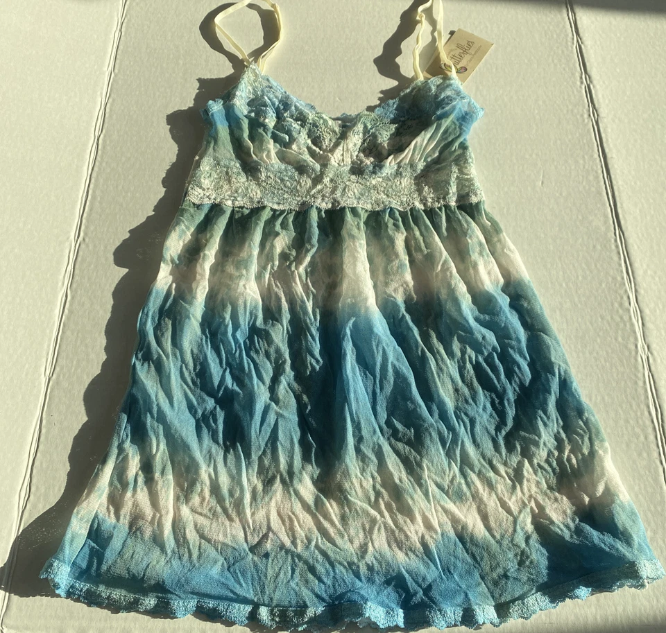 Camisón Babydoll Claire Pettibone Mariposas Martinica Malla Azul Nuevo con Etiquetas Xs Foto 1 de 4