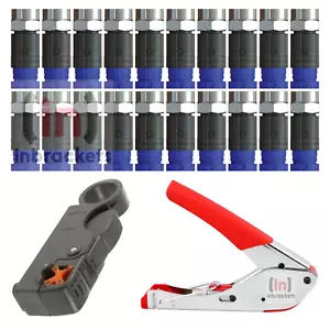 F-Type Compression Tool Coaxial cable Stripper Crimper + 20 Connectors ct100 RG  - Picture 1 of 9