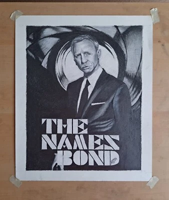 Dibujo original de carbón de 14x17 pulgadas de James Bond/Daniel Craig Foto 1 de 4