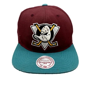NHL Anaheim Ducks Hat Cap Snapback Burgundy Teal Wool Blend Vintage Hockey Men's - Picture 1 of 15