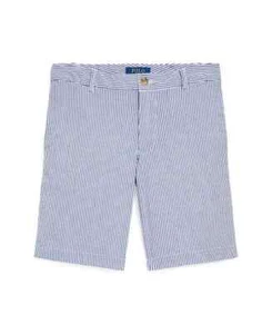 Polo Ralph Lauren Stretch Seersucker Shorts Big Boys 14 Blue/White Zip/Button - Picture 1 of 15