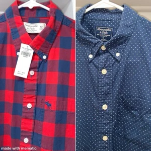 Abercrombie & Fitch Short Sleeve Plaid Check Button Down Shirts (2) - Picture 1 of 5