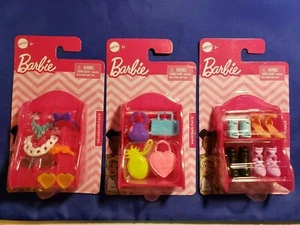 Lot of 3 Mattel Barbie Accessories - Shoes - Handbags - Headbands w/Racks - Picture 1 of 4