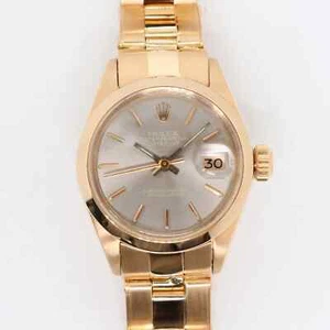  1973 Rolex 6917-6 Datejust 26mm 18K Yellow Gold Sticks Gray Dial Ladies Watch - Picture 1 of 15