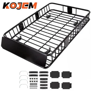 500LBS 64" Universal Roof Rack Cargo Basket Car Rooftop Baskets Luggage Storage - Picture 1 of 24