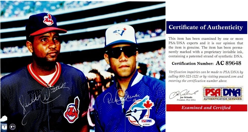 Sandy Alomar + Roberto Alomar Signed Indians - Blue Jays 8x10 Photo HOF PSA/DNA - Image 1 of 1