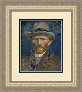 Autoportrait d'artiste Vincent Van Gogh avec chapeau feutre gris impression encadrée personnalisée - Photo 1/2