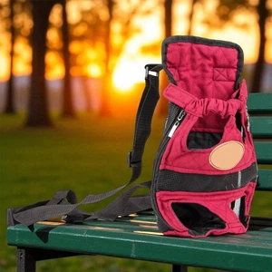 Large Red Dog Cat Carrier Bag | Adjustable Shoulder Straps, Breathable Mesh Tote - Picture 1 of 7