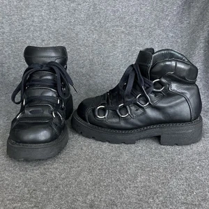 Stivali V TO GBX uomo 9 M pelle nera anelli metallo gotico combattimento grossi moto punk - Foto 1 di 22