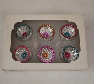 Set 6 Palline Natalizie VINTAGE ARY FRANCE Sfaccettate Plastic Effetto Cristallo - Foto 1 di 5