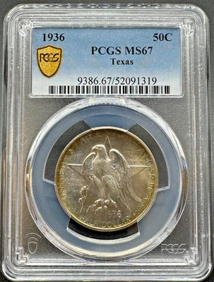 1936 TEXAS COMMEMORATIVE SILVER HALF DOLLAR PCGS MS67 11XXG25 - Image 1 of 4