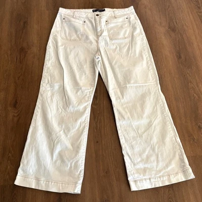 Pantalones de mezclilla Boden de tiro alto bordados talla 14 usados en excelente estado con parche bolsillo pierna ancha Foto 1 de 4