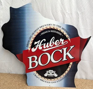 Huber Bock Beer Monroe Wisconsin Shaped 17" x 17" embossed tin metal sign - Picture 1 of 2