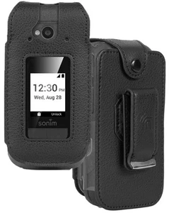 Cuir Noir Coque avec Clip Ceinture Protection Écran pour Sonim XP3 Plus 5G Phone - Photo 1 sur 10