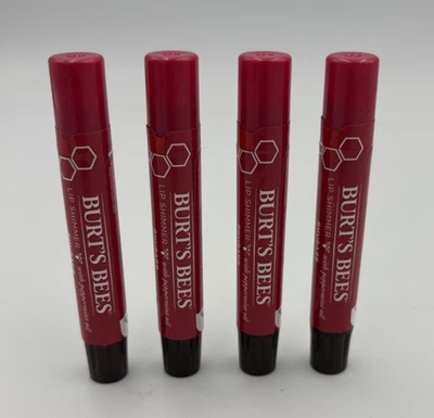 (4) Brillo de labios Burt's Bees sellado 0,09 oz cada ruibarbo Foto 1 de 4