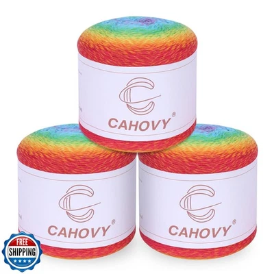 CAHOVY Yarn for Crocheting,60% Cotton 40% Acrylic Multi Color Gradient Cake l - Image 1 of 4