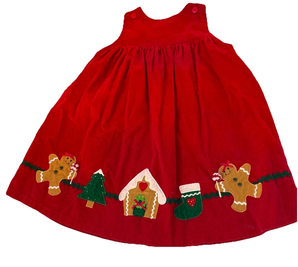 Vestido Rojo Navidad Pana Mujer Talla 5 Años Niñas Con Parche Trabajo Vacaciones Foto 1 de 4