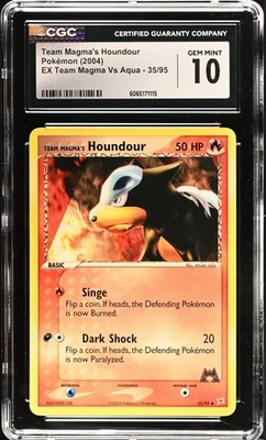 CGC 10 GEM MINT Team Magma's Houndour 35/95 Team Magma VS Team Aqua 2004 Pokémon - Image 1 of 2