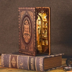 DIY Book Nook Doll House Miniature Wooden Bookshelf Miniatures Model Kit Gift - Picture 1 of 4