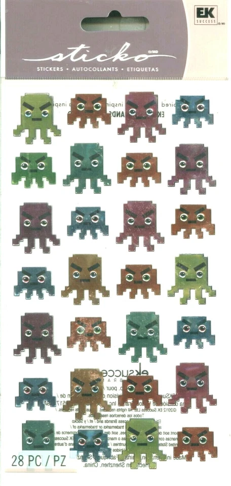 Aliens Space Monsters Critters Pac Man Sticko Metallic Stickers - Image 1 of 1