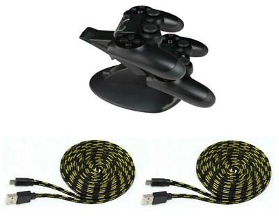PS4 Set Controller Ladestation + 2x Controller Ladekabel 3 Meter für PS4 - Bild 1 von 4