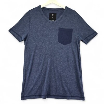 Camiseta G-Star Raw "Kantano Pocket VT S/S" Para Hombres XL Azul Calce Ajustado Preppy Diseñador Foto 1 de 4