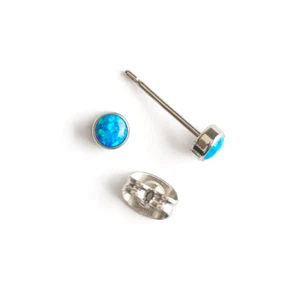 Blue Opal Titanium Stud Earrings - Picture 1 of 4