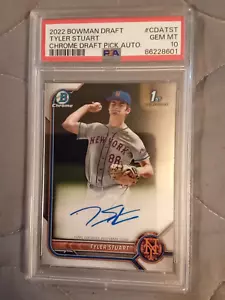 2022 Bowman Chrome Draft Tyler Stuart AUTOGRAPH #CDATST Graded PSA 10 GEM MINT - Picture 1 of 2
