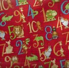ABC 123 numbers letters animals red Henry Glass fabric