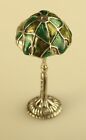 Vintage Sterling Silver 800 Colorful enamel shade Stand Alone Lamp Miniature
