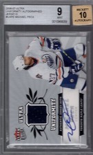 2006-07 Michael Peca Ultra Uniformity Autographed Jerseys Maple Leafs 6/35 BGS 9
