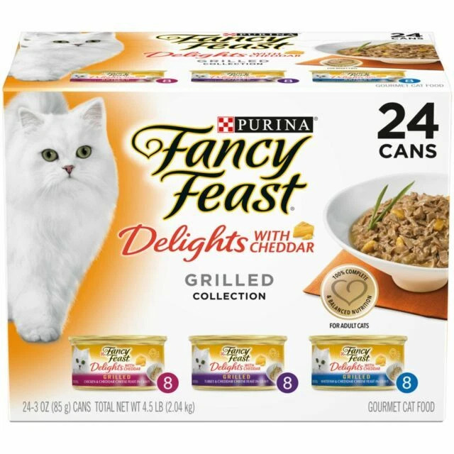 Purina Fancy Feast Delights with Cheddar Wet Cat Food - 24 Cans, 3 oz.